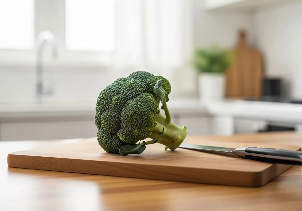 Broccoli på skärbräda
