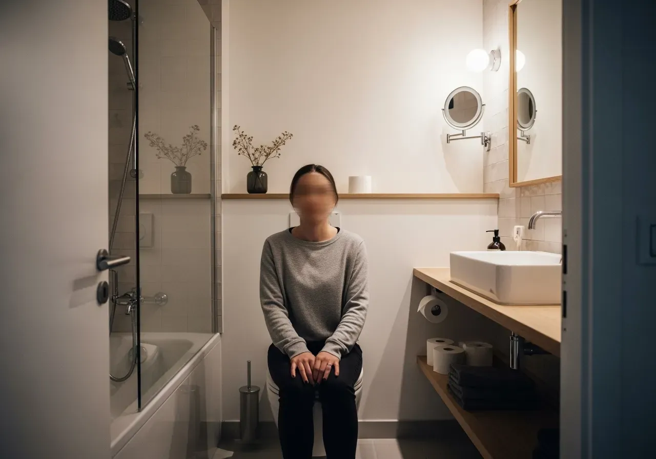 Person som sitter på toaletten
