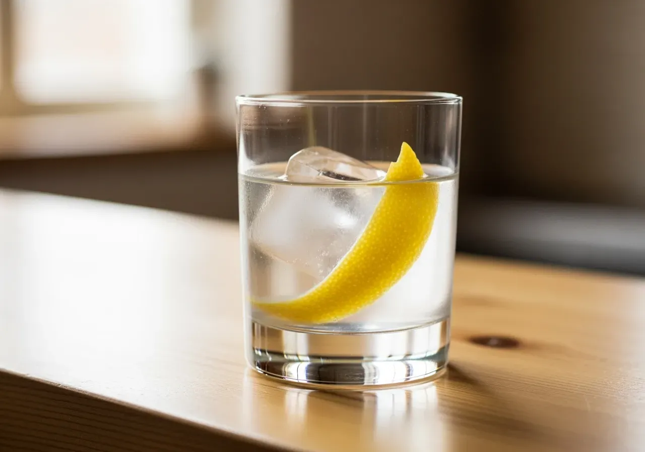 Närbild på ett glas med alkohol