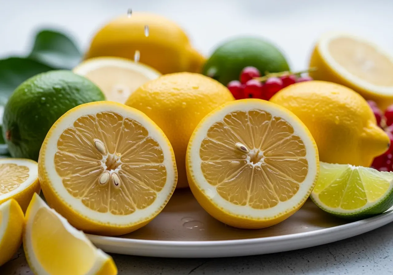 Närbild på citroner och sura råvaror